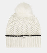 Bonnet en maille avec pompon, beige