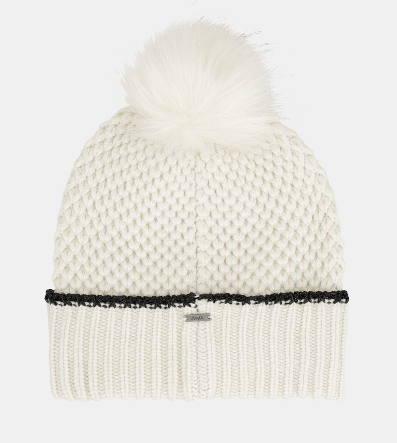 Bonnet en maille avec pompon, beige