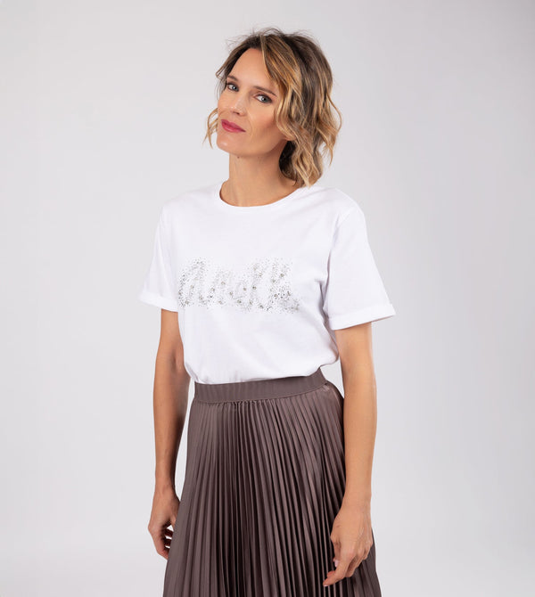 T-shirt blanc pailleté