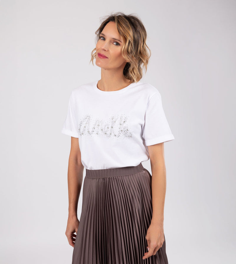 T-shirt blanc pailleté