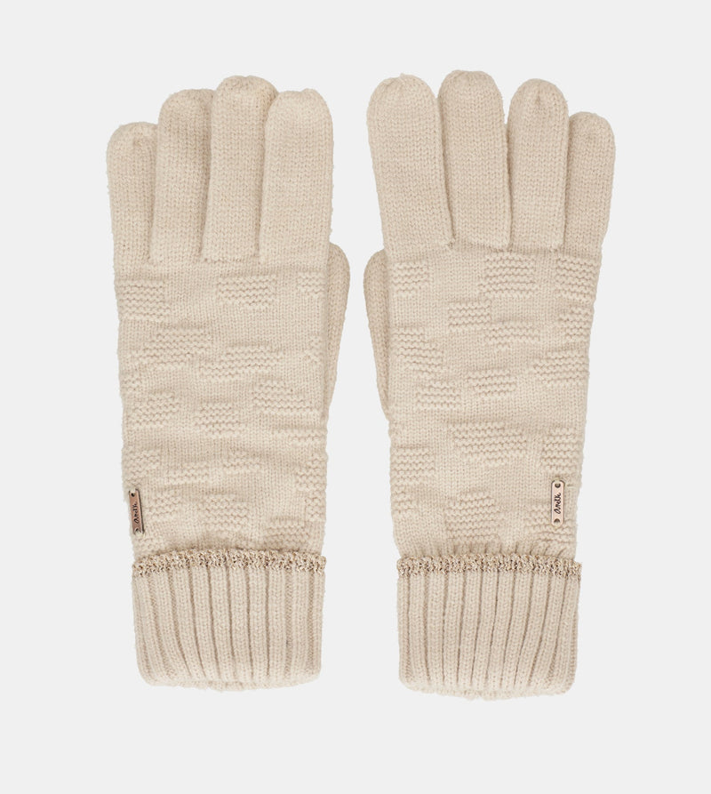 Gants tricotés beige