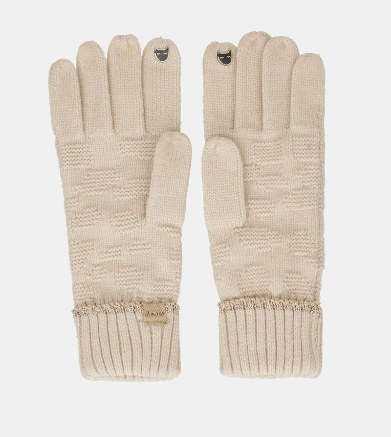 Gants tricotés beige