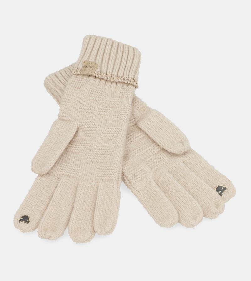 Gants tricotés beige