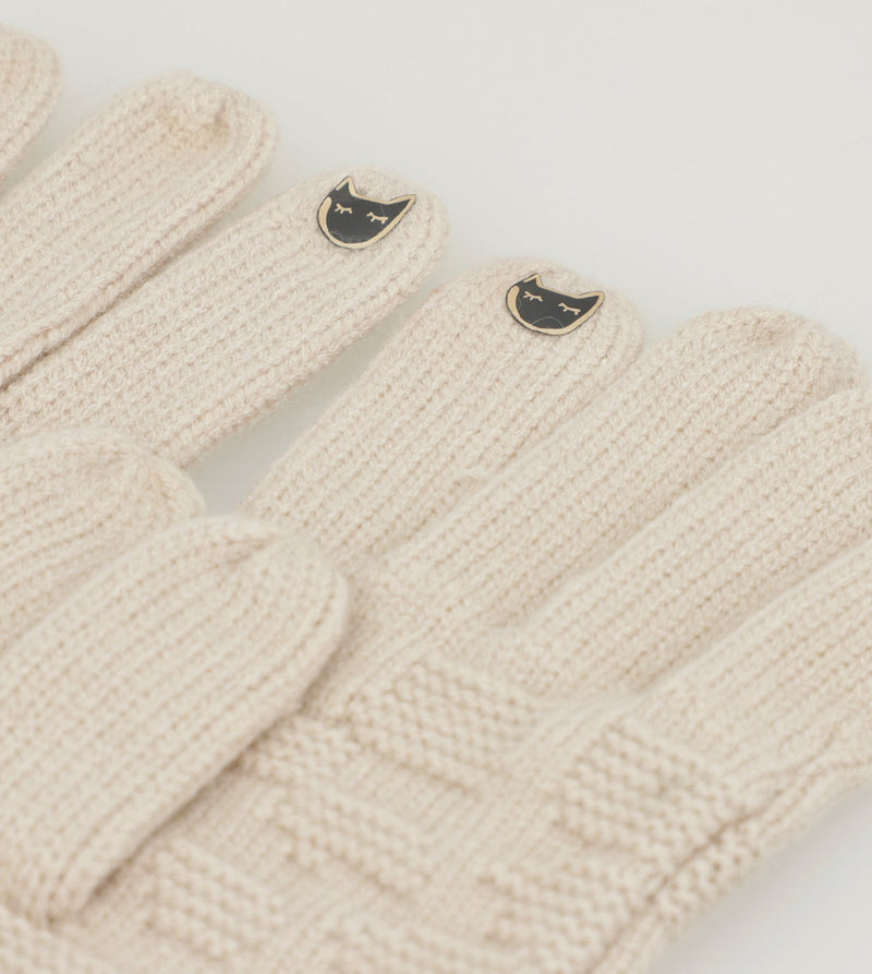 Gants tricotés beige