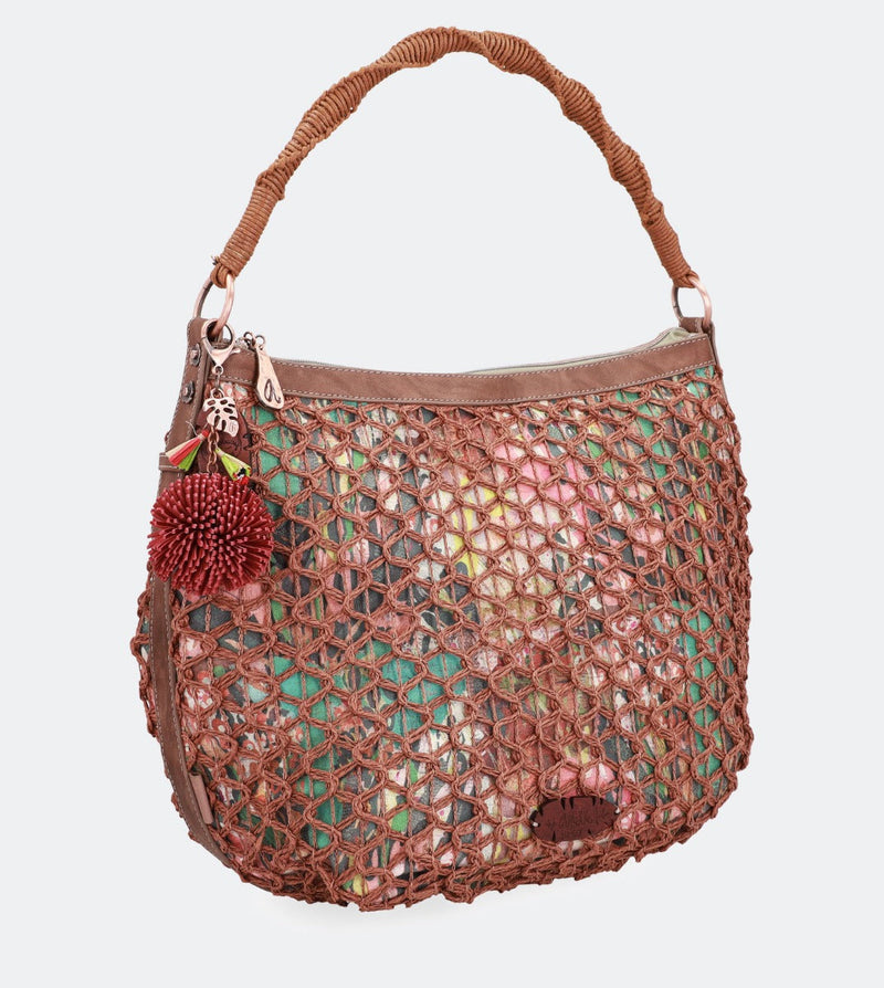 Sac à bandoulière Raffia imprimé