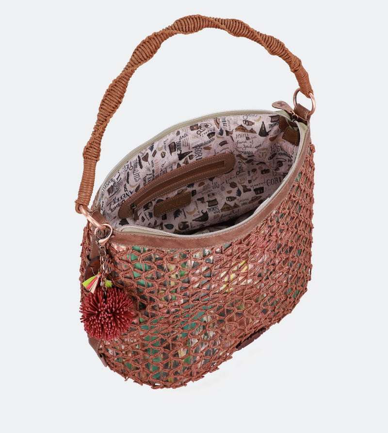 Sac à bandoulière Raffia imprimé