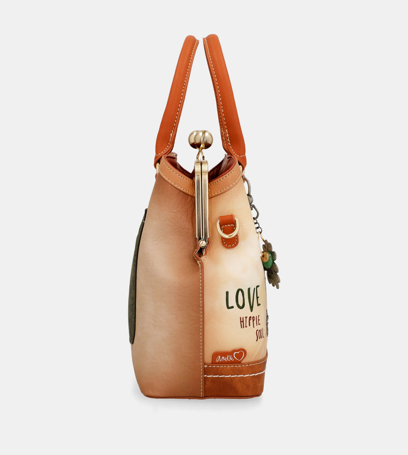 Sac à fermeture porte-monnaie camel Peace & Love