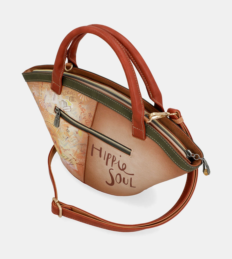 Sac panier camel Peace & Love