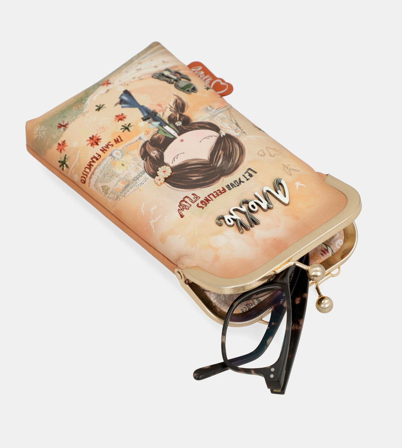 Sac portefeuille RFID 3-en-1 camel Peace & Love