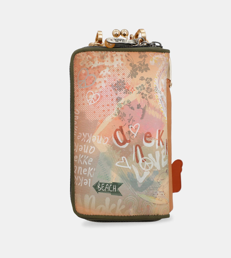 Sac portefeuille RFID 3-en-1 camel Peace & Love