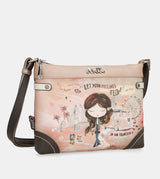 Sac bandoulière moyen format rose Peace & Love