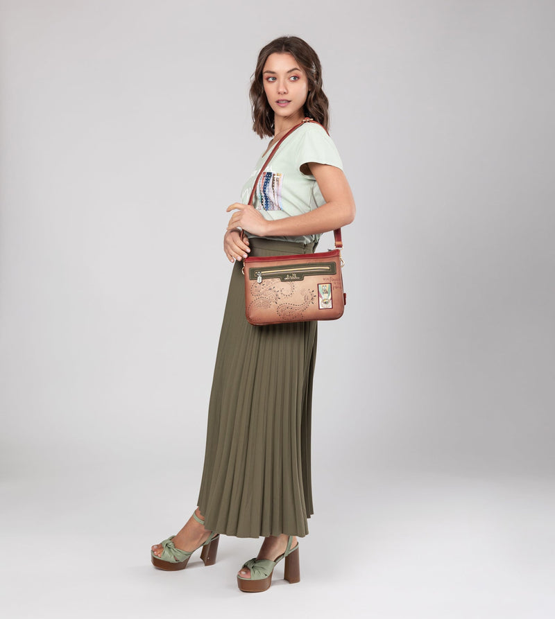 Sac bandoulière imprimé camel Peace & Love